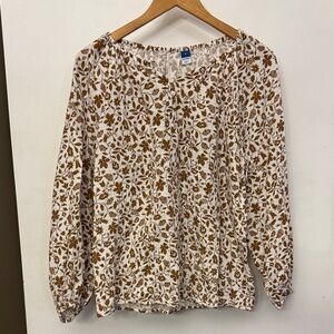 Old Navy Floral Blouse - Brown and White